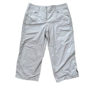 LOFT Women’s Light Gray Cotton Ann Cropped Capri Zipper Ankle Pant Size 14